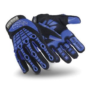 Anti-Vibration Gloves, High Dexterity, Series: Chrome Series® 4024, 2XL/SZ 11 Size, Synthetic Leather/PVC/SuperFabric® Palm, SuperFabric®, Black/Blue, Full Finger/Reinforced Seams/Straight Thumb Style, SuperFabric® Lining, Elastic Cuff, PVC Coating,
