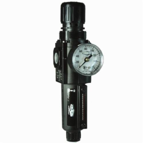 Filter/Regulator, Modular Relieving Sub-Compact, Series: Series 1 B72G, 3/8 Inch PTF Port, 80 scfm, Zinc Bowl, 5 to 150 psi Adjustment, Zinc