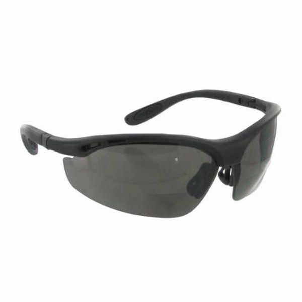 Reader Protective Eyewear, Bi-Focal Lens Lightweight, Series: Cheaters™, +2 Diopter, Universal Size, Hard Coated Anti-Scratch Lens Coating, Smoke Lens, Wrap Around/Half-Frame Frame, Black Frame, Nylon Frame, Polycarbonate Lens, 99.9 % UV Protection,