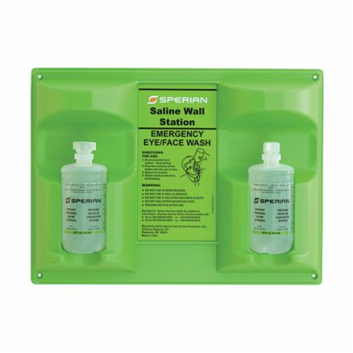 Eyewash Station, Double, Series: Eyesaline®, Wall Mounting, Clear, 14 in Width, 4 in Depth, 19 in Height, Specifications Met: ANSI Z358.1
