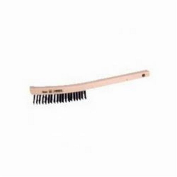 Scratch Brush, 5 in L Brush, 13-1/2 in Block, 1 in Trim Length, Carbon Steel Trim, 3 x 19 Rows, Curved Handle, Hardwood Handle, 13-1/2 in Overall Length