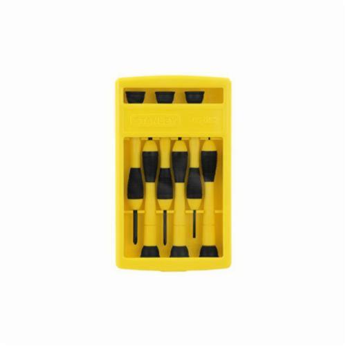 Screwdriver Set, Precision, Measurement System: Metric, 6 Piece, Screwdriver Types Included: Phillips®/Standard, Specifications: Round Shank, Steel/Plastic, Black Oxide