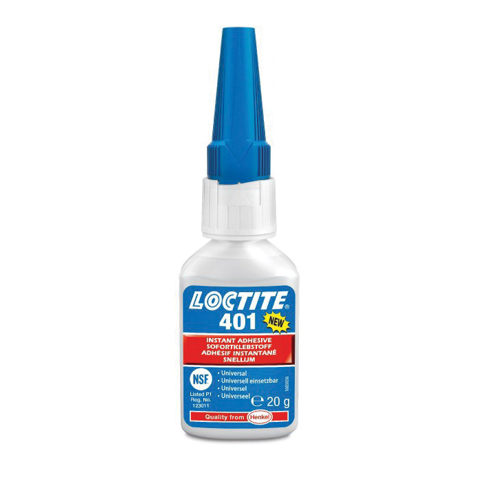 Instant Adhesive, 1-Part General Purpose Low Viscosity, Series: Prism® 401™, Tube Container, 3 g Container, Ethyl Base, 15 s Begins to Harden, 5 s Setting, 24 hr. Curing, Clear