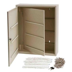Key Cabinet, Lockable Y, 240 Key, Opaque Door, 20-1/2 Inch Overall Height, 4-1/8 Inch Overall Depth, 16-1/2 Inch Overall Width, Steel, Powder Coated