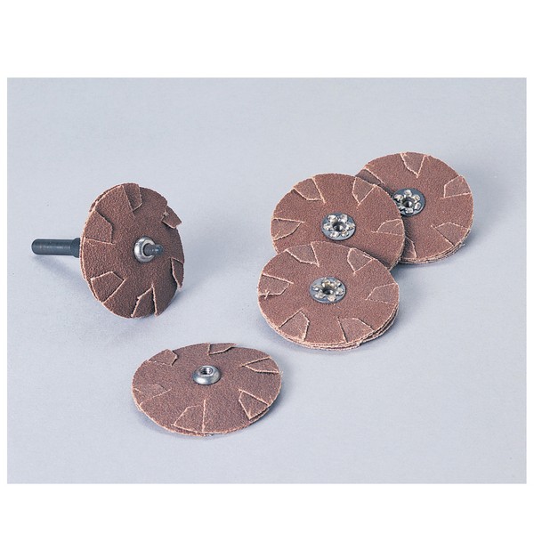Coated Abrasive Disc, Slotted, 1 in Diameter Disc, 120 Grit, Fine Grade, Silicon Carbide Abrasive, Cloth Backing