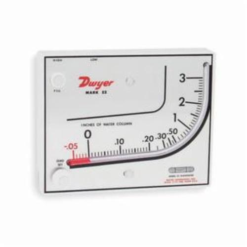 Manometer, Series: Mark II, 0 to 3 in WC Operating, 140 °F Working, +/-3% of Full Scale Accuracy, 10 PSI, 8-1/4 in Slack Tube Length, 8 ft Hose, Stand/Vertical Mount, 7-13/32 in L x 1-1/4 in W x 5-29/32 in H