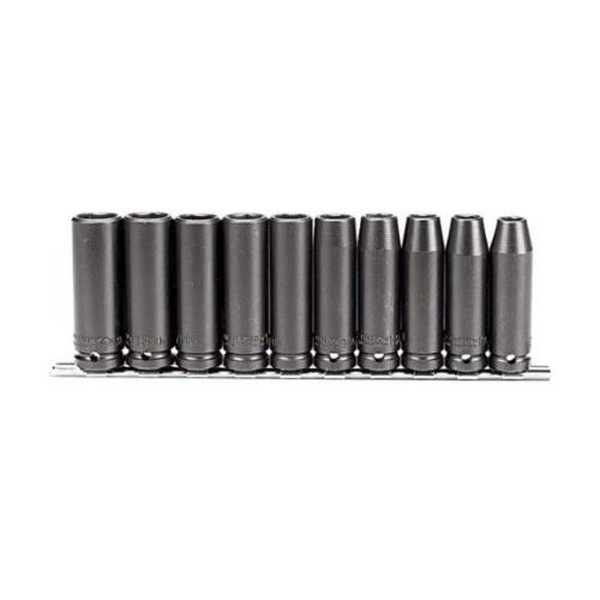 Socket Set, Yes Impact Rated, Measurement System: Metric, 10 Piece, 6 Points, 10 to 19 mm Included Socket Size, 1/2 in Drive, ASME B107.33M Specifications Met, Alloy Steel, Black Oxide
