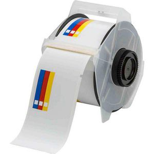 Color Bar Label, Rectangular, 2-1/4 in Length, 4 in Width, Blue/Red/Yellow on White Legend/Background, B-595 Vinyl, For Use With: GlobalMark®Industrial Label Maker