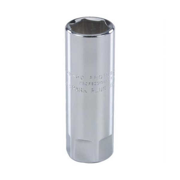 Socket, Spark Plug Standard Length, Measurement System: Imperial, Square Drive, 1/2 in Drive, 13/16 in Socket, 2-47/64 in Overall Length, Ball Locking, 6 Points, Alloy Steel, Polished Chrome