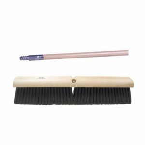 Push Broom Kit, Threaded Tip, 18 in Overall Length, 3 in Trim Length, Medium Sweep, Polypropylene Bristle, Black Bristle, Lacquered Hardwood Block, 18 in Block, 15/16 in Diameter x 60 in L Handle, Hardwood Handle