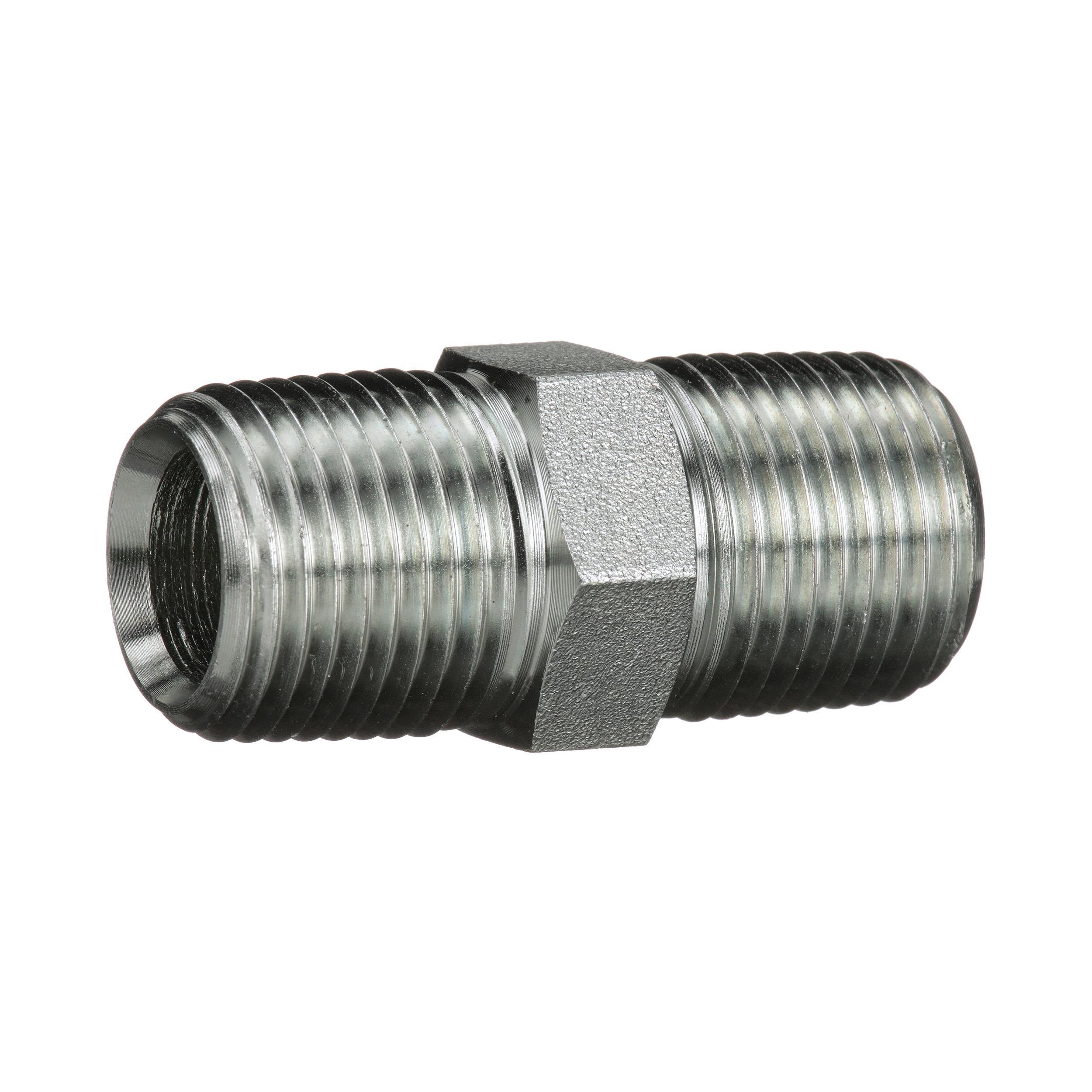 Hydraulic Adapter, Straight, Series: G60, 1-1/2-11-1/2 x 1-11-1/2 Nominal, Male Pipe NPTF x Male Pipe NPTF End Style, 6000 psi Pressure, Steel, Import