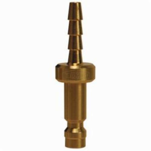Quick Connect Plug, Series: A Series, 1/8 Inch Nominal, Quick Connect Plug x Hose Barb End Style, 1-1/2 Inch Length, 500 psi Pressure, Brass, 0.44 Inch Outside Diameter, Domestic
