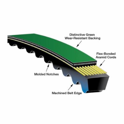 V-Belt, Heavy Duty Premium Notched, Series: 9688, 5VXP Section, 5/8 Inch Top Width, 118 Inch Outside Length, 35/64 Inch Thickness, -60 to 250 °F, EPDM, Flex-Bonded Aramid Reinforced
