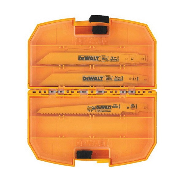 Reciprocating Saw Blade Set, Straight Tapered, 15 Piece, Bi-Metal, Anti-Stick Coated, Yellow, 6 in L x 3/4 in W