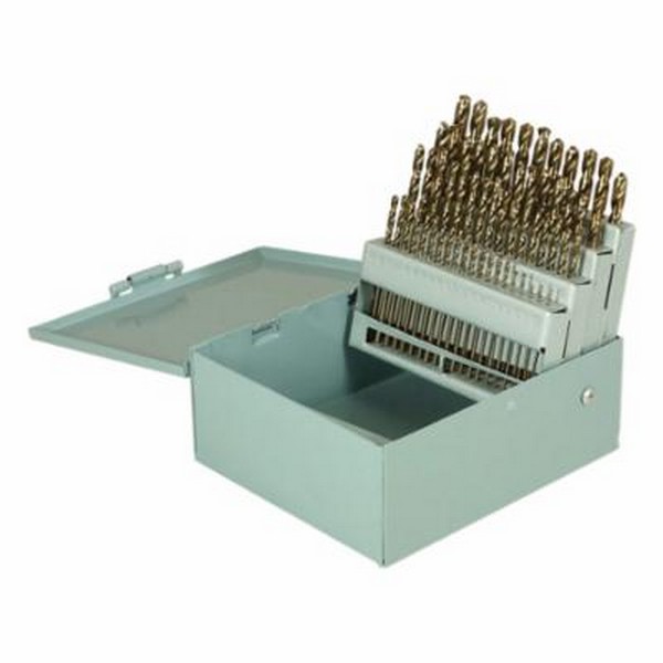 Jobber Length Drill Set, Heavy Duty, Series: 1603, Imperial System of Measurement, #60 Minimum Drill Bit Size, #1 Maximum Drill Bit Size, 135 deg Drill Point Angle, 60 Piece, Specifications: Right Hand Cut, Spiral Flute, Split Point, Straight Shank,