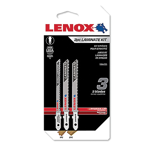Jig Saw Blade Kit, 3-Piece High Strength Laminate Cutting, 3 Piece, Specifications: 14/20 TPI, T-Shank, Bi-Metal