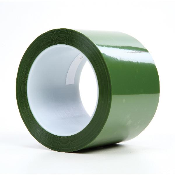 Masking Tape, Tear-Resistant, 72 yd Length, 3 Inch Width, 2.4 mil Thickness, Translucent Green, Silicon Adhesive, Polyester Backing, 27 in-oz Adhesion Strength, 46 in-lb Tensile Strength, 425 °F Maximum Operating, -60 °F Minimum Operating