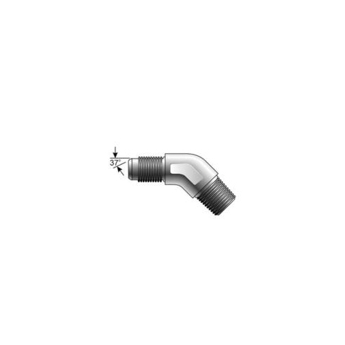 Hydraulic Elbow Adapter, SAE to SAE, Series: G60, 9/16-18 x 3/8-18 Nominal, 37° Male JIC Flare x Male NPTF, 45°, Import