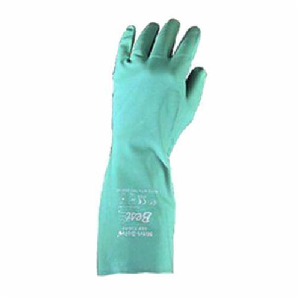 Chemical Resistant Gloves, Unsupported, Series: Nitri-Slove® 730, XS/SZ 6, Nitrile, Green, Flock, Gauntlet Cuff, Nitrile, 13 in Length, Resists: Abrasion, Cut, Puncture and Snag