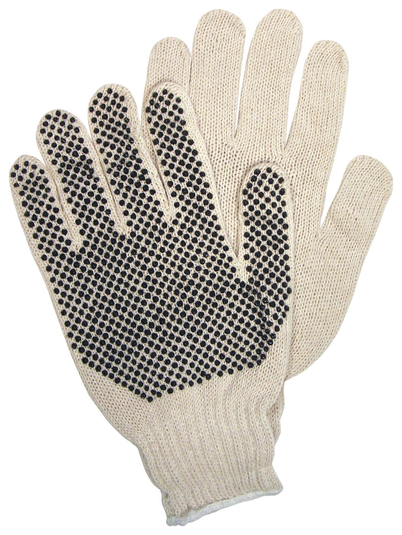 Gloves, General Purpose, 2XS Size, 7 ga Cotton Polyester Blend, Natural, Knit Wrist Cuff, Resists: Abrasion/Puncture