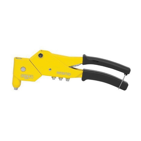 Hand Riveter, Heavy Duty Right Angle, 3/32 in, 1/8 in, 5/32 in, 3/16 in Rivet Dia, 11-1/8 in Rivet Length, Swivel Head, Die Cast Metal, Plastic Handle