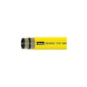 Multi-Purpose Hose, 4-Plie Non-Conductive, Series: 7107, 3/8 in Nominal, 3/4 in Outside Dia, 500 psi Working, -40 to 212 °F, Nitrile Inner Tube/PVC Cover, Smooth, Yellow