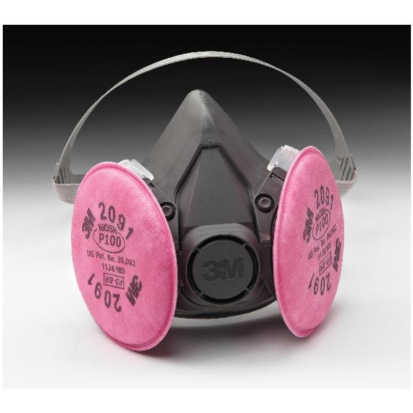 Half Facepiece Respirator, Series: 6000 Series, For Use With: 3M 2000, 200 and 5000 Series Filters, P100 Filter Class, L Size, Bayonet Connection, Thermoplastic Elastomer, Resists: Gas/Vapor