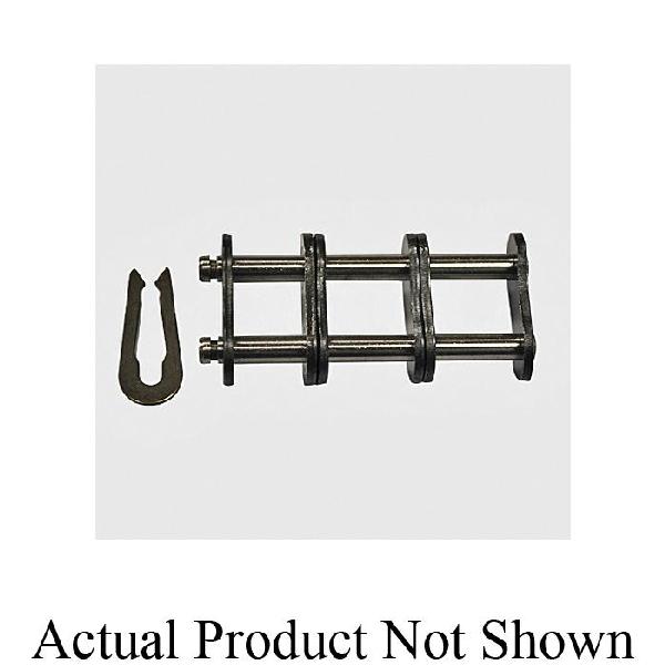 Connecting Link, Triple Strand British Standard DIN, RS10B Chain, 5/8 in Pitch, 0.2 in Pin Dia, 0.579 in H Link Plate, 0.06 in THK Link Plate, Carbon Steel
