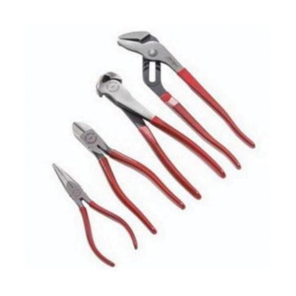 Plier Set, Assorted, 4 Piece, Specifications Met: ASME Specified, Steel, Red Handle