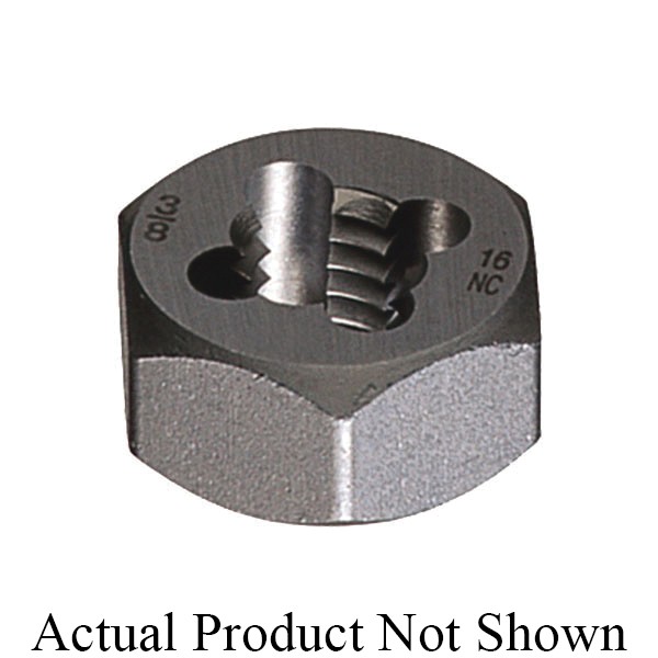 Hex Rethreading Die, Standard, Series: 0650, Measurement System: Metric, M14x1.5 Thread, 12.7 mm Thickness, 26.99 mm OD Die, Carbon Steel, Bright