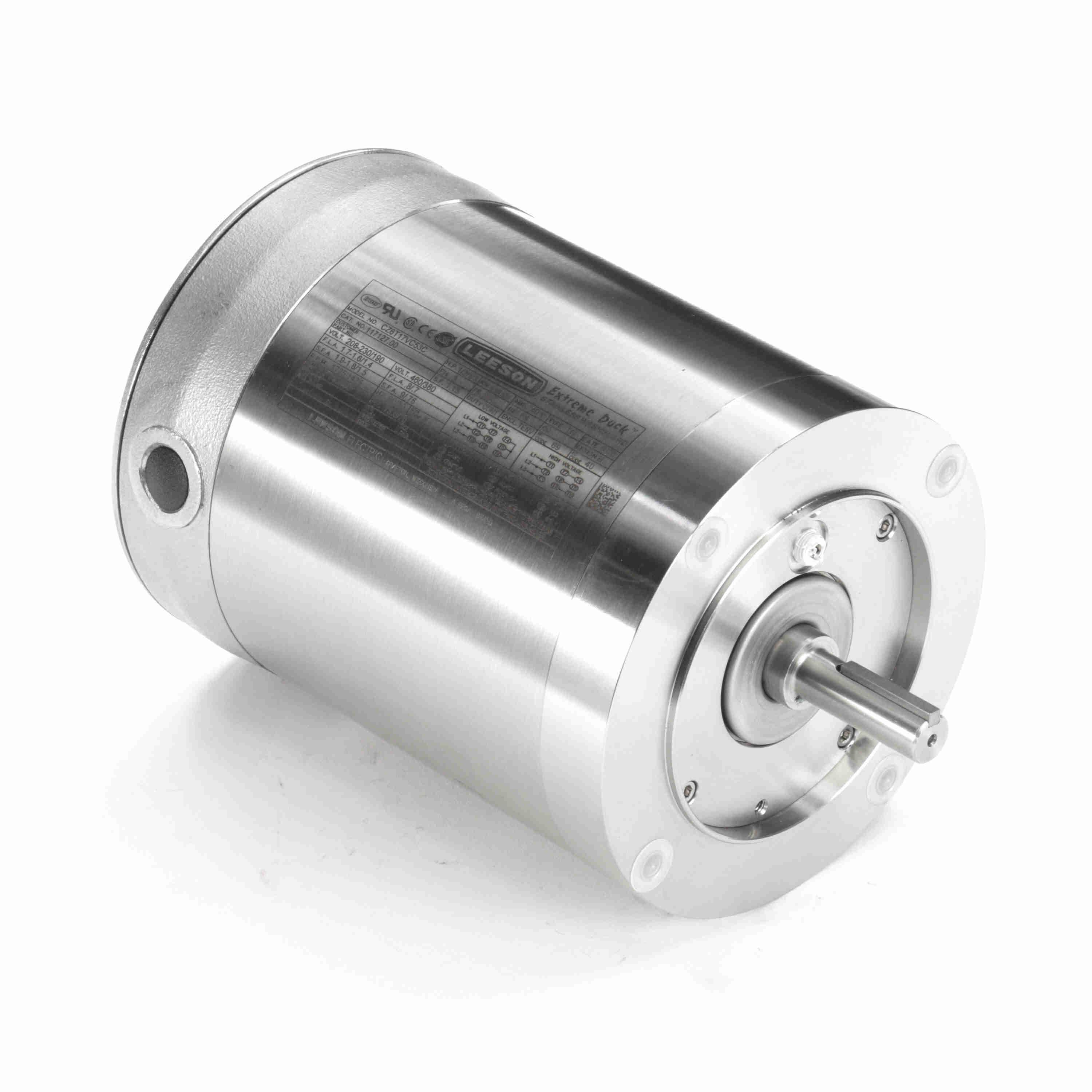 AC Motor, 0.5 hp, 208 to 230/460 V AC, 1.7 to 1.6/0.8 A, 60 Hz Frequency, 3 ph, 1725 RPM Speed, 1 Speed, TENV Enclosure, 56C Frame, 0.63 in Dia x 1.88 in L Shaft, Reversible Rotation, 1.15 Service Factor, Ball Bearing, 24 ft-lb Torque, Round/C-Face/Footless Mounting, 40 °C, Insulation Class: Class F, Rolled Steel, 10:1 Variable Torque Speed