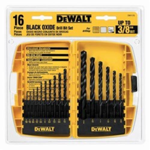 Drill Bit Set, General Purpose, 135 deg Drill Point Angle, 16 Piece, HSS, Black Oxide