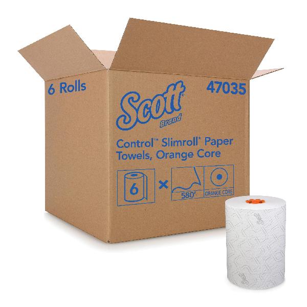 Paper Towel, Hard Roll, 8 in Width, 580 ft Length, 1-3/4 in Core, White, Paper, Roll Package Type, 1 Ply
