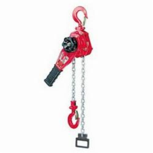 Hoists Ratchet Lever Chain Hoist, Series: LSB-B, 1.5 ton Load, 10 ft Lifting Height, 13 in Minimum Between Hooks, 59 lb Pull to Lift, 14-9/16 in Lever Length, Hardened Steel Chain, 1 Reeving, Friction Brake, Cushion Grip/Short Handle