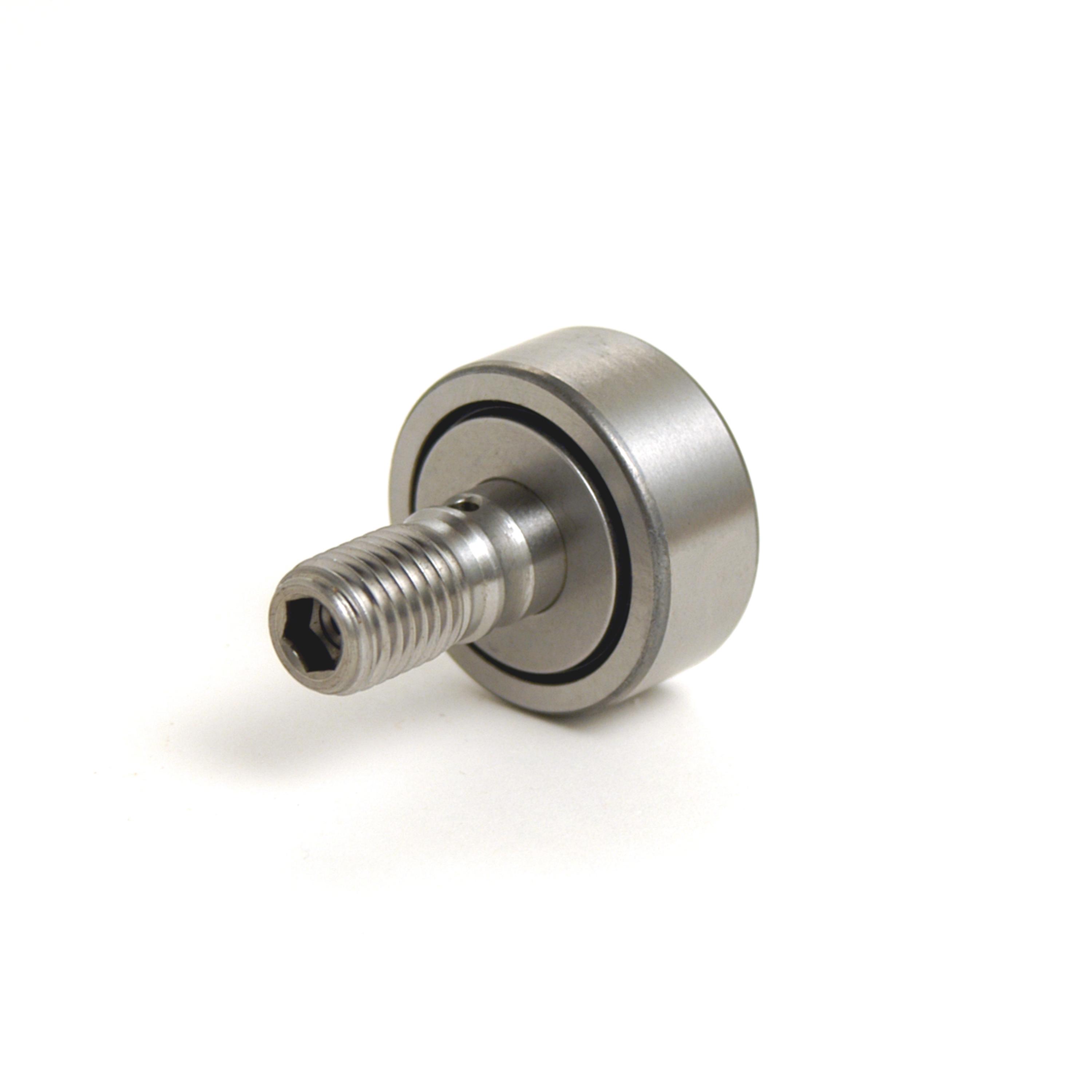 Cam Follower and Yoke Roller, Crowned, 62 mm Roller Diameter, 28 mm Roller Width, 24 mm Stud Diameter, 49.5 mm Stud Length, 2600 RPM Maximum, Sealed Closure, Hex Head