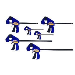 Bar Clamp, 6-Piece, 2-7/16 in Throat Depth, 12 in Clamping, Carbon Steel Bar