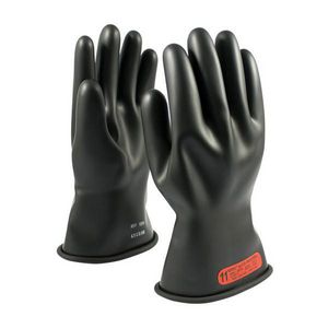Electrical Gloves, Class 0 Insulating, Series: 150-0-11, SZ 11, Natural Rubber, Black, Contoured Shape, Unlined, Straight Cuff, Uncoated, 11 in Length, Resists: Arc Flash