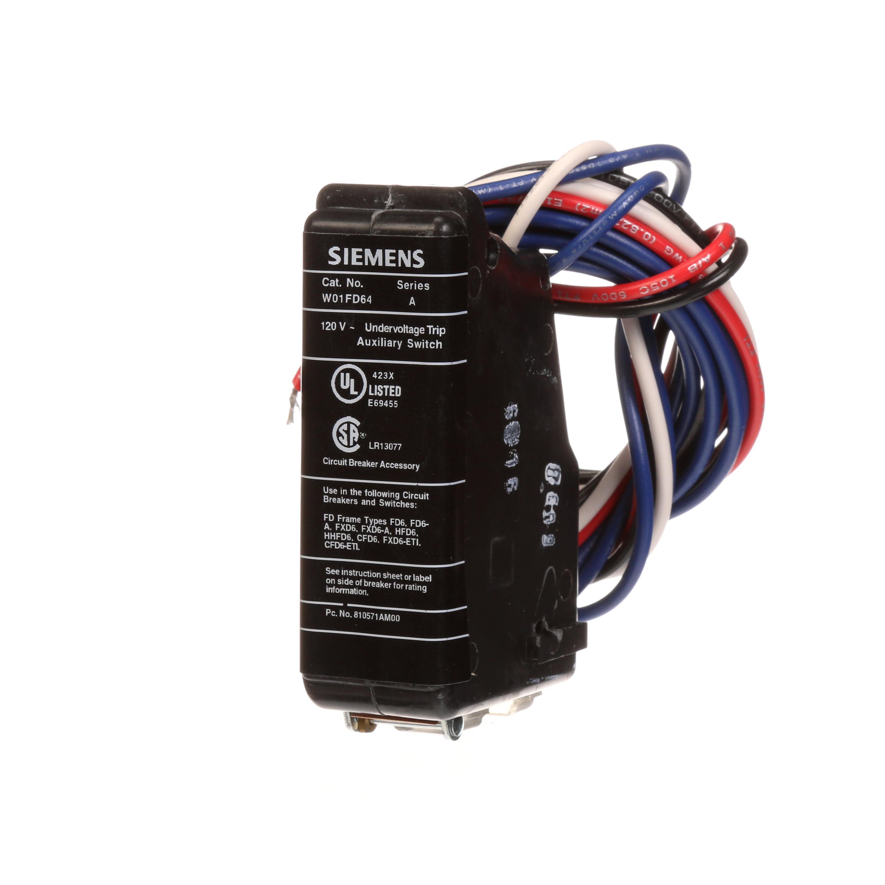 Undervoltage Release, 120 VAC, For Use With: FD, HFD, HHFD, FXD, HFXD, HHFXD, CFD Frame Molded Case Circuit Breaker, 5 in L x 4 in W x 5 in H Dimensions