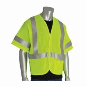 Arc and Flame Resistant Vest, Series: 305-3100, 2XL, Hi-Viz Lime Yellow, Solid GlenGuard® Modacrylic/Aramid Blend Mesh Fabric, 54-1/2 in Chest, 28 in Length, Hook and Loop Closure, 1 Pockets, ANSI Class: Class 3