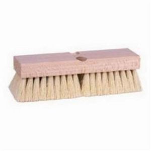 Deck Scrub Brush, Wood Block, 10 in L x 3 in W Block, 2 in Trim Length, Tampico Trim, White Trim Color, 6 x 18 Rows, 10 in Handle, Tapered/Threaded, Hardwood Handle, 10 in Overall Length, Sanded Hardwood