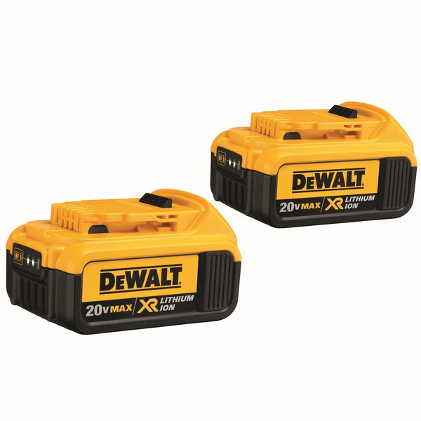 Cordless Battery Combo Pack, 2-Piece High Capacity Premium Slide, Bare Tool, Lithium-Ion Battery, 4 Ah Battery, 20 VDC Charge, 60 min Charging, For Use With: 20 V Li-Ion Chargers and Power TMAX