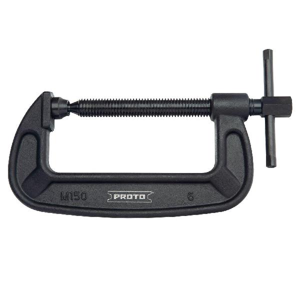 C-Clamp, Regular Duty, 3-5/8 in Throat Depth, 6 in Jaw Opening, Flat Anvil, 6600 lb Clamping, Forged Steel Body
