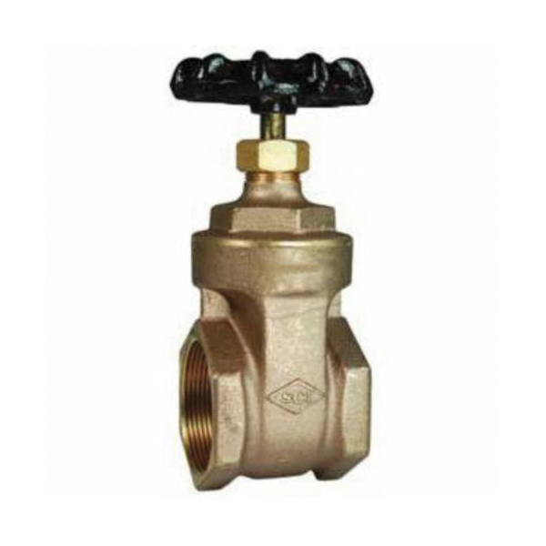 Gate Valve, 2 Inch Nominal, FNPT, 200 psi, Media: Non-Shock Cold Water, Oil and Gas, Iron Handwheel Actuator, Brass Body