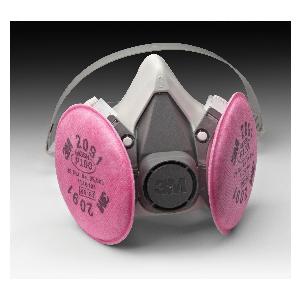 Half Facepiece Respirator Assembly, Series: 6000 Series, For Use With: 3M 2000, 200 and 5000 Series Filters, P100 Filter Class, S Size, Bayonet Connection, Thermoplastic Elastomer, Black/White, Resists: Gas/Vapor