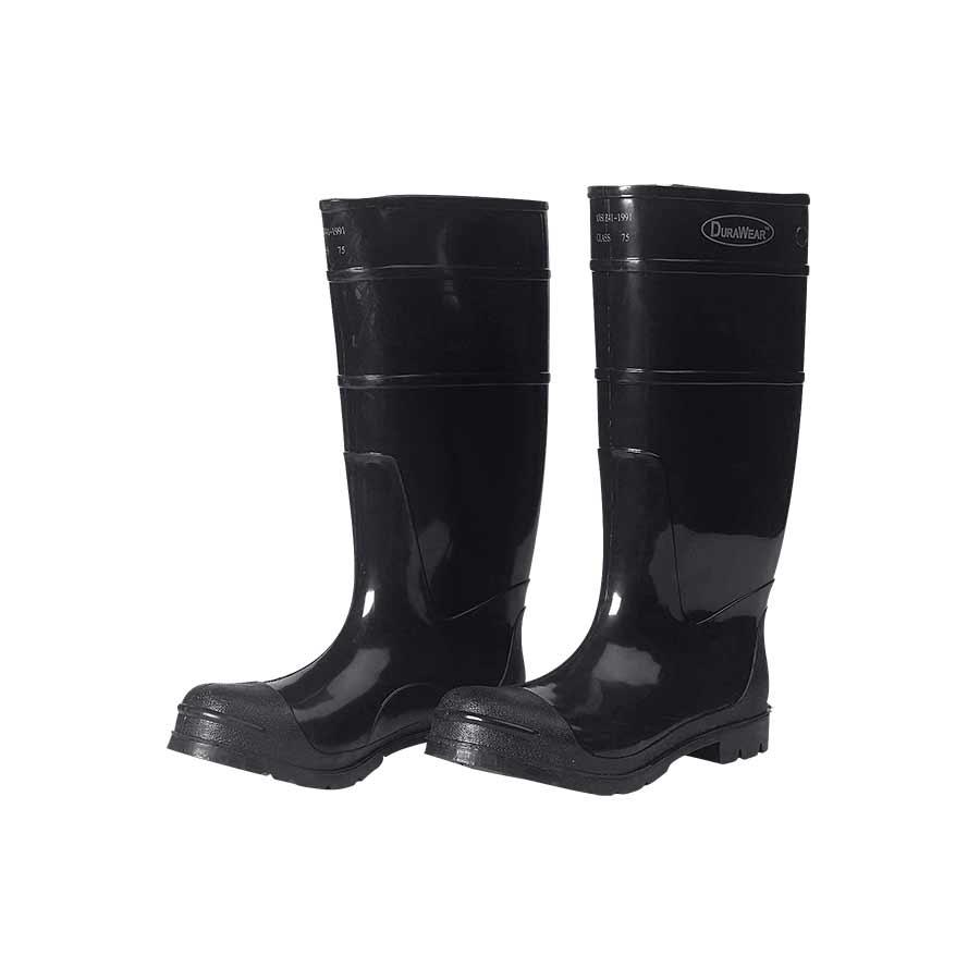 Boot, High Molecular, Series: 1550, SZ 10 Size, 16 in Height, Black, Cleated Sole, Fabric Upper, PVC Midsole