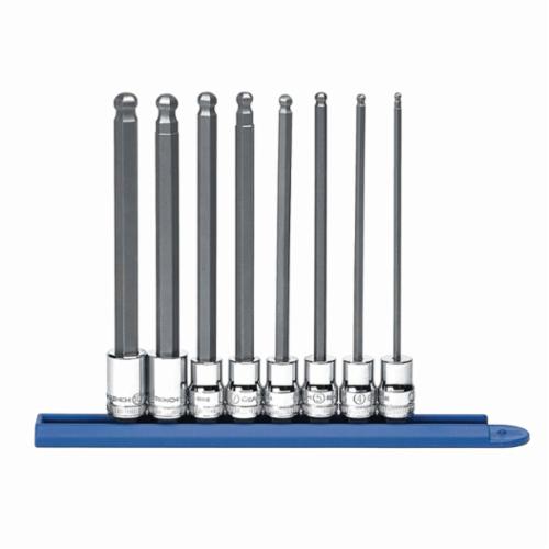 Bit Socket Set, Metric, 3 to 10 mm Hex, 3/8 Inch Drive, 8 Pieces, Full Polished Chrome