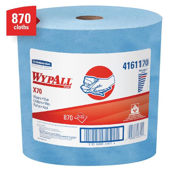 Cleaning Wiper, Long Lasting Reusable, Series: X70, 12.5 x 13.4 in Size, 870 Sheets Capacity, Blue, Hydroknit*