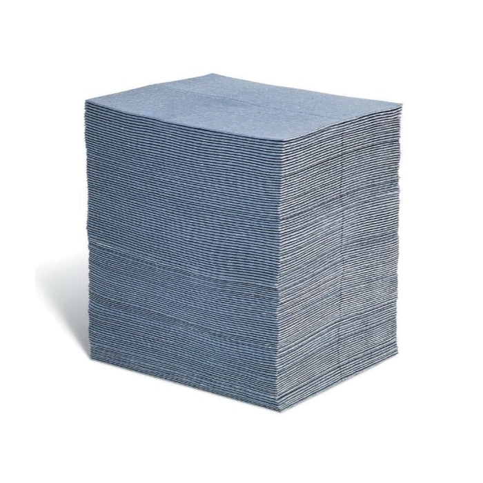 Absorbent Mat, Lightweight, 48 cm Length, 38 cm Width, 91 L Absorption Capacity, Fluids Absorbed: Coolants/Oils/Solvents/Water, Natural/Synthetic Fibers, Blue