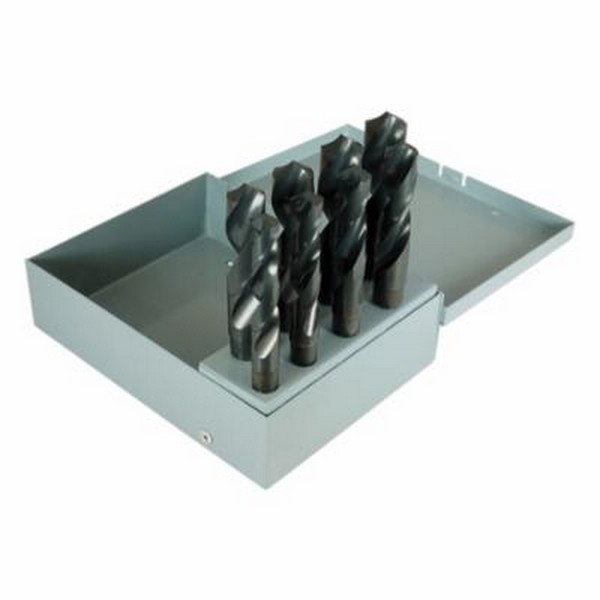 Silver and Deming Drill Set, Series: 1680, Imperial System of Measurement, 9/16 in Minimum Drill Bit Size, 1 in Maximum Drill Bit Size, 118 deg Drill Point Angle, 8 Piece, Specifications: Radial Point, Reduced Round Shank, Right Hand Cut, Spiral Flut