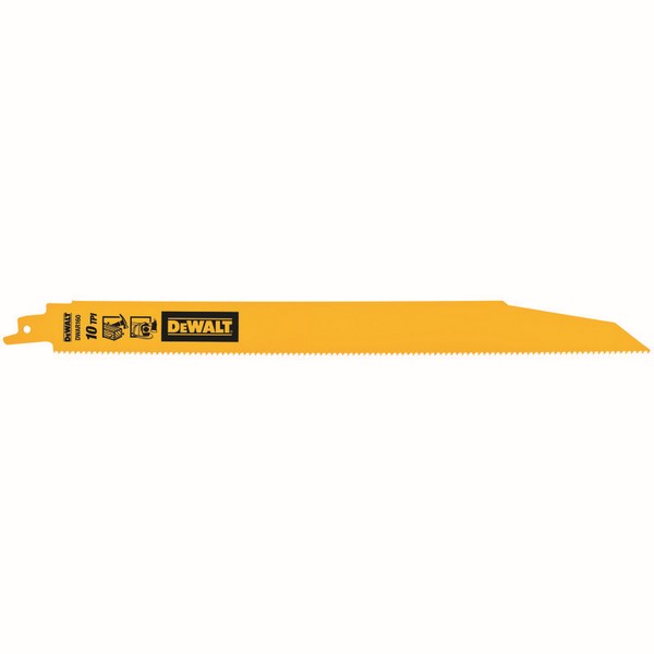 Reciprocating Saw Blade, Demolition, 12 in Length, 10 TPI, Bi-Metal Body, Applicable Materials: Wood